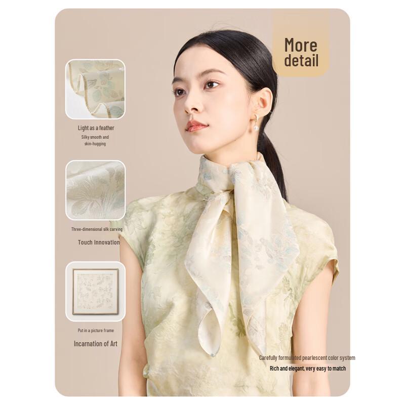 JIUMU Chinese Style Mulberry Silk Square Scarf