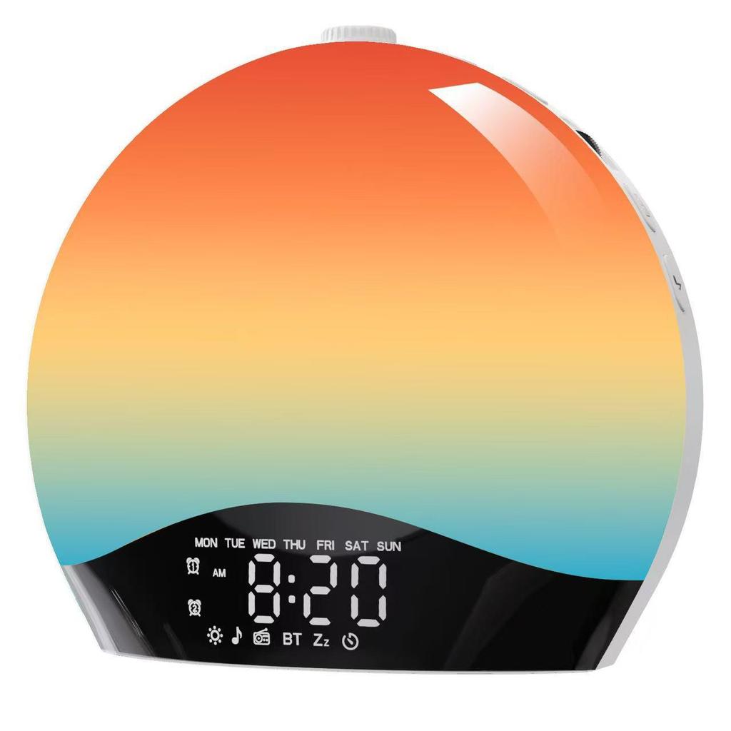 Popular Smart Sunrise Wake-up Light and White Noise Sleep Aid Alarm Clock with Atmosphere Lamp