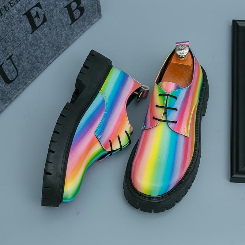 

Классические туфли дерби Разноцветные ПУ Мужские На толстой подошве Дышащие Кожаные туфли Мужские Деловые Офисные Туристические туфли Размер 38-46 46