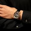 Salvatore Mara Wristwatch Multi-faceted Cut Glass Chronograph Leather Strap Gradient Mens Green Blue Black SM19104-PGBLBK