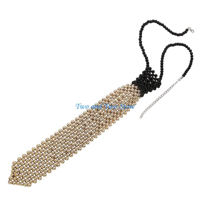 HX6F Schimmernde Perlen Choker-Halskette Luxuriöse Perlen-Krawatte für Damen für Hochzeit und Brautjungfern Schmuck