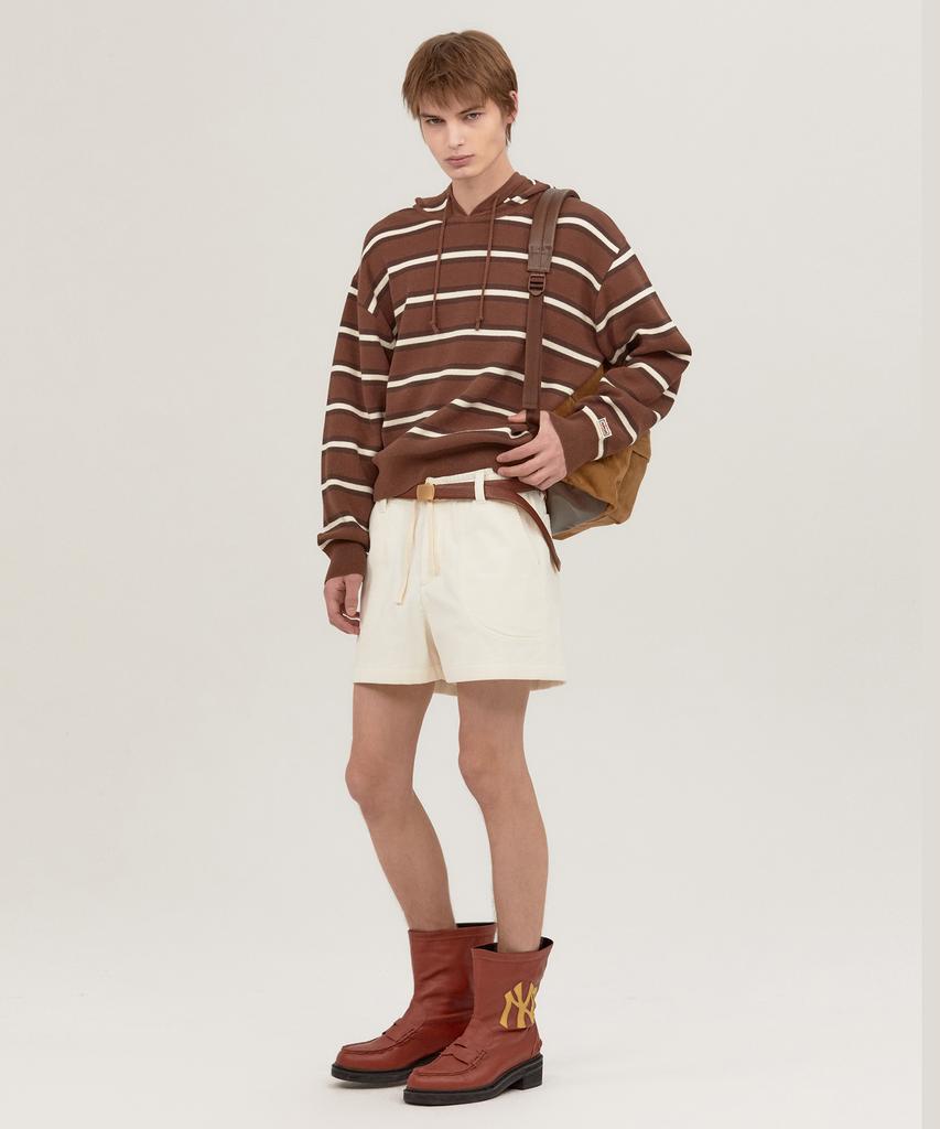 NOHANT Multi Stripe Knit Hoodie Brown