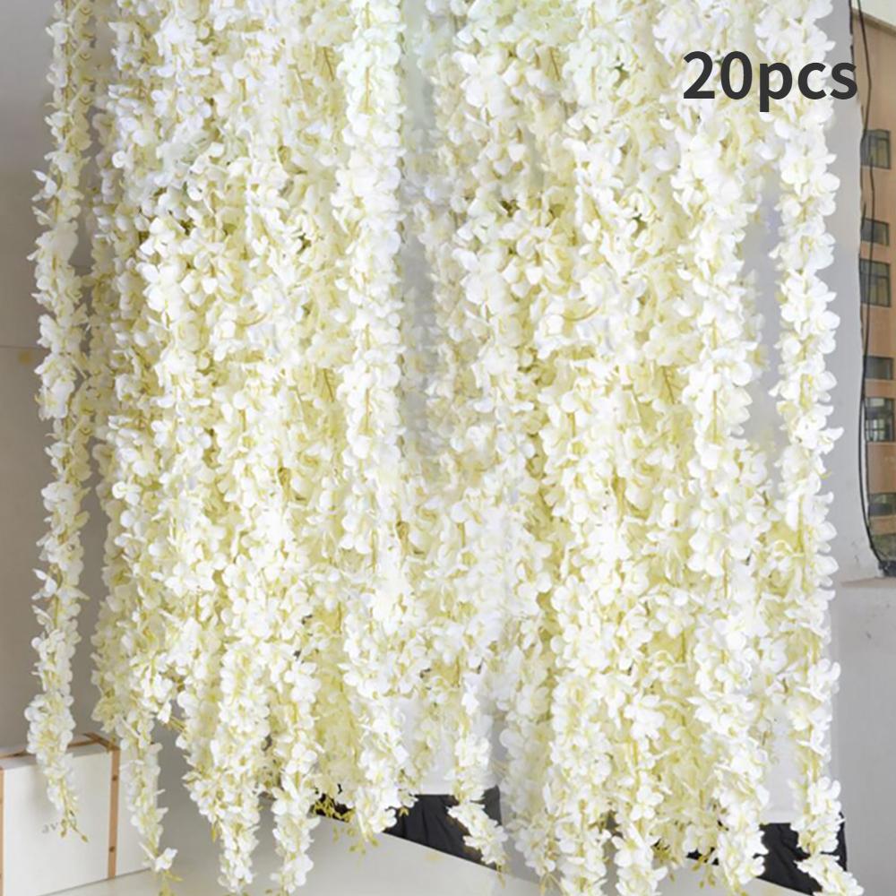 20 STÜCKE/10 STÜCKE Künstliche Seide Glyzinienblumengirlande Gefälschte Hängende Glyzinienpflanzenranke für Gartenparty Hochzeit Heimdekoration
