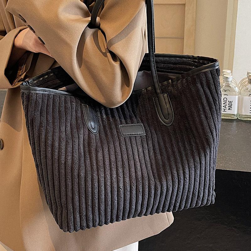 Große Kapazität Tasche Damen Einkaufstasche Cord Umhängetasche Mode Vielseitige Damen Klasse Tasche