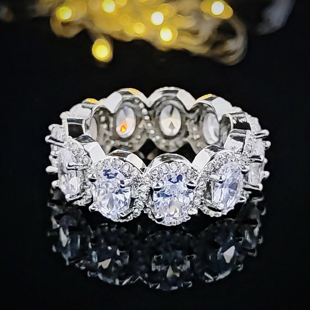 

Luxury Oval Simulated Diamond Ring with Zircon Accents - R6442 Size 8 белый