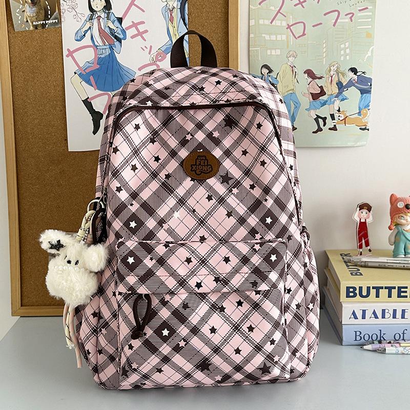 Schoolbag1011 trendy fashion plaid light schoolbag backpack women's large capacity versatile leisure student commuter backpack