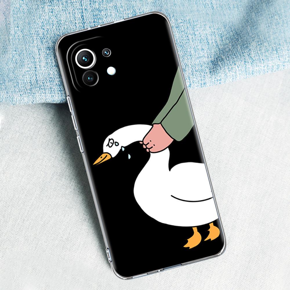 Cartoon Doubt Duck For Poco X5 X3 NFC F5 F4 F3 M3 Clear Case For Xiaomi 12T 12 13 Lite 11 Ultra Mi 10T 5G 11X Pro 11T Soft Cover