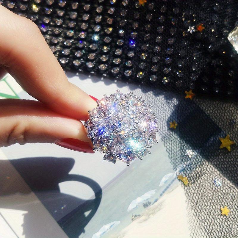 Exquisite Temperament, Light Luxury Style, Exaggerated Personality, Flower Full Diamond Ring, Women's Versatile Ring