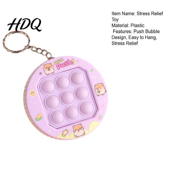 Stress Relief Keychain Push Bubble Game Console Mini Popping Fidget Toy Machine Backpack Bag Purse Charm Party Favors