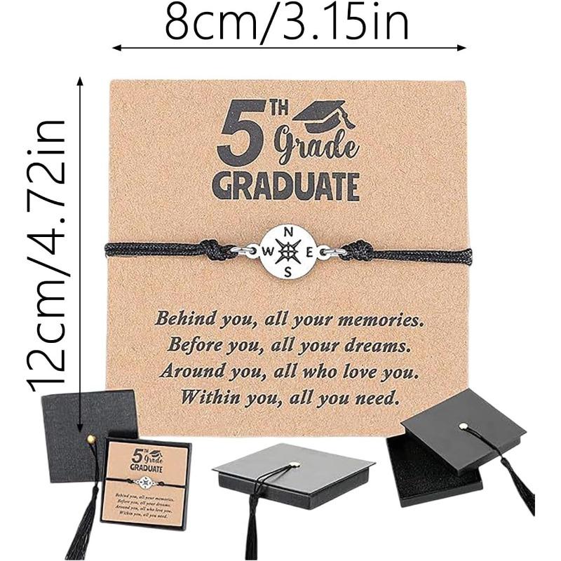 Graduation Commemorative Bracelet 2026, Class of 2026 Gifts Natural Stone Compass Bracelet for Women Men, Adjustable Graduation Gift with Cap Gift Box