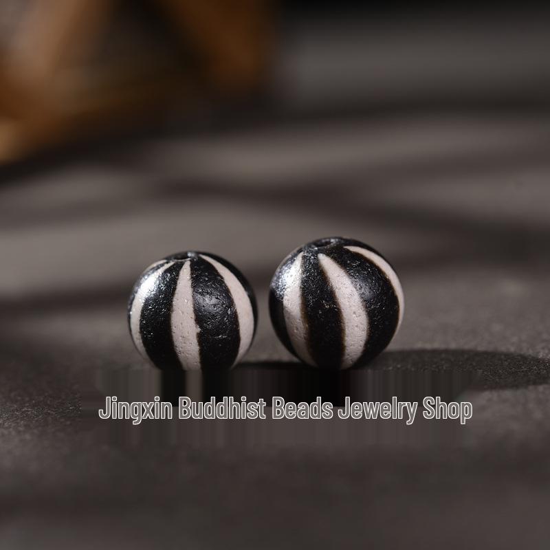 Natural Agate Watermelon Dzi Loose Beads: DIY Jewelry Spacer & Round Bead Accessories