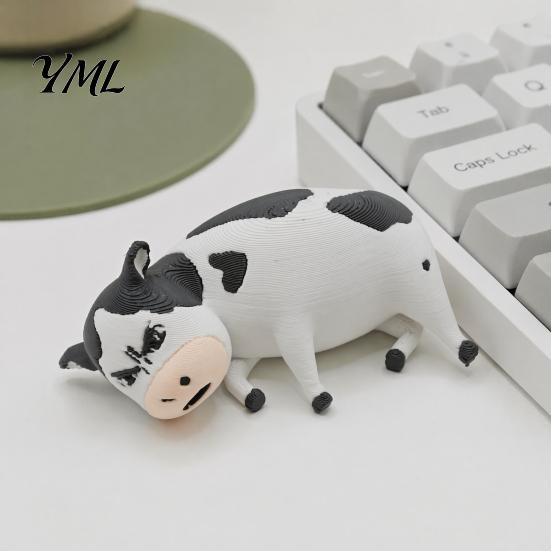 Dairy Cattle Statue 3D Printed Cow Figurine, Cartoon for Desk Decor, Mini Animal Sculpture Home Office, Gift Lovers PLA Decoration