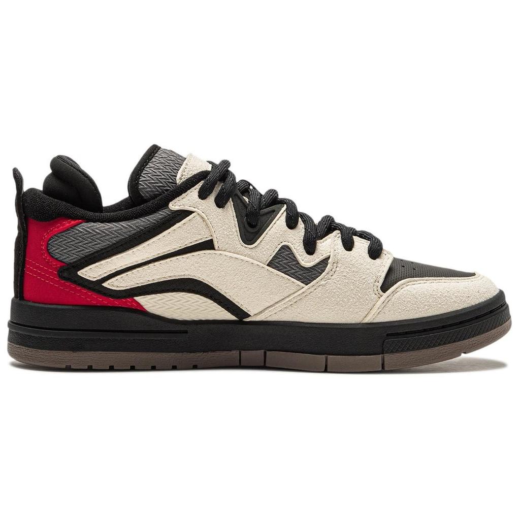Li Ning Rutschfest Abriebfest Niedrig geschnittene Skateboard Schuhe Damen Beige Rot AECU038-3