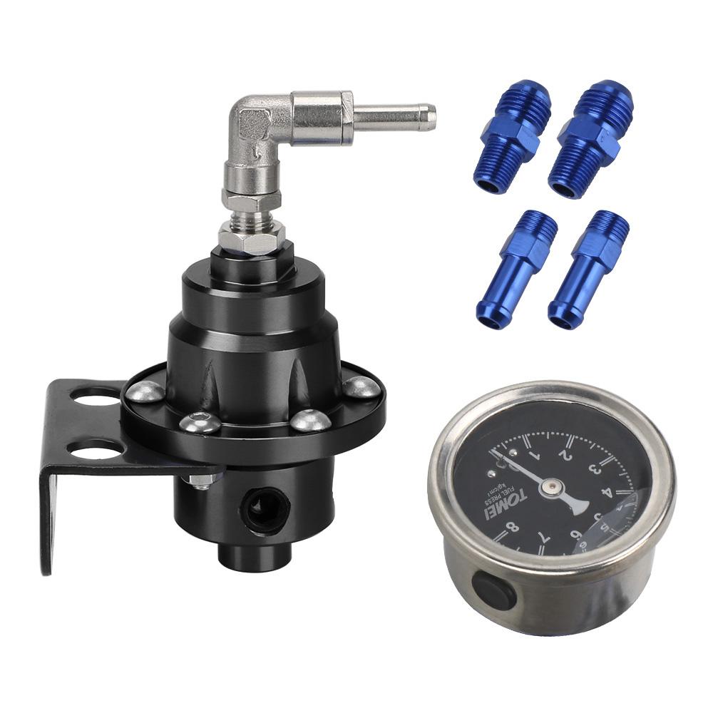 Universal Aluminum Vehicle Refitting fuel Supercharger Adjustable Fuel Pressure Regulator with Gauge Kit car Pressure Regulators 5