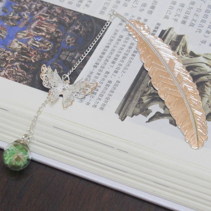 Chinese Cross-border Metal Feather Bookmark: Classical Leaf Vein Design, Creative Stationery, Ancient Style Cultural Gift
