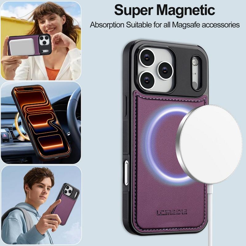 Für iPhone 17 Pro Max Brieftaschenhülle Luxuriöses Magnetisches PU-Leder Kartenfächer Klappbarer Handyhalter Abdeckung Für iPhone 16 15 14 13 Pro Max 12 11 Air