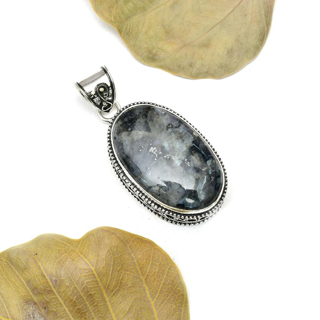 Larvikite Gemstone Pendant : 925 Sterling Silver Handmade Jewelry Pendant