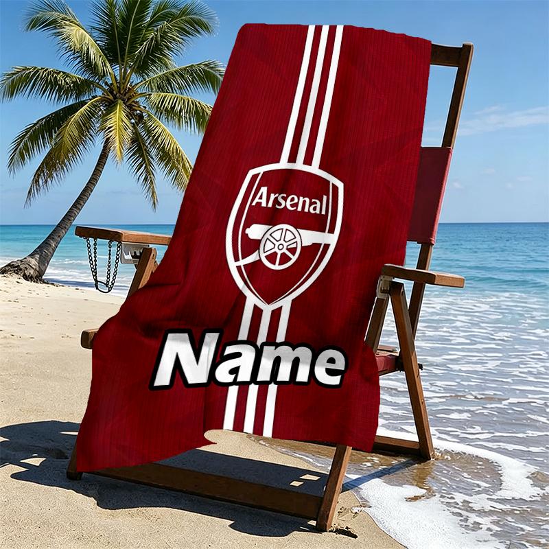 Custom Name Personalized Football Team F.C Print Beach Towel, for Trip Camping Beach Party Home Decor, Birthday Gift for Family & Friends