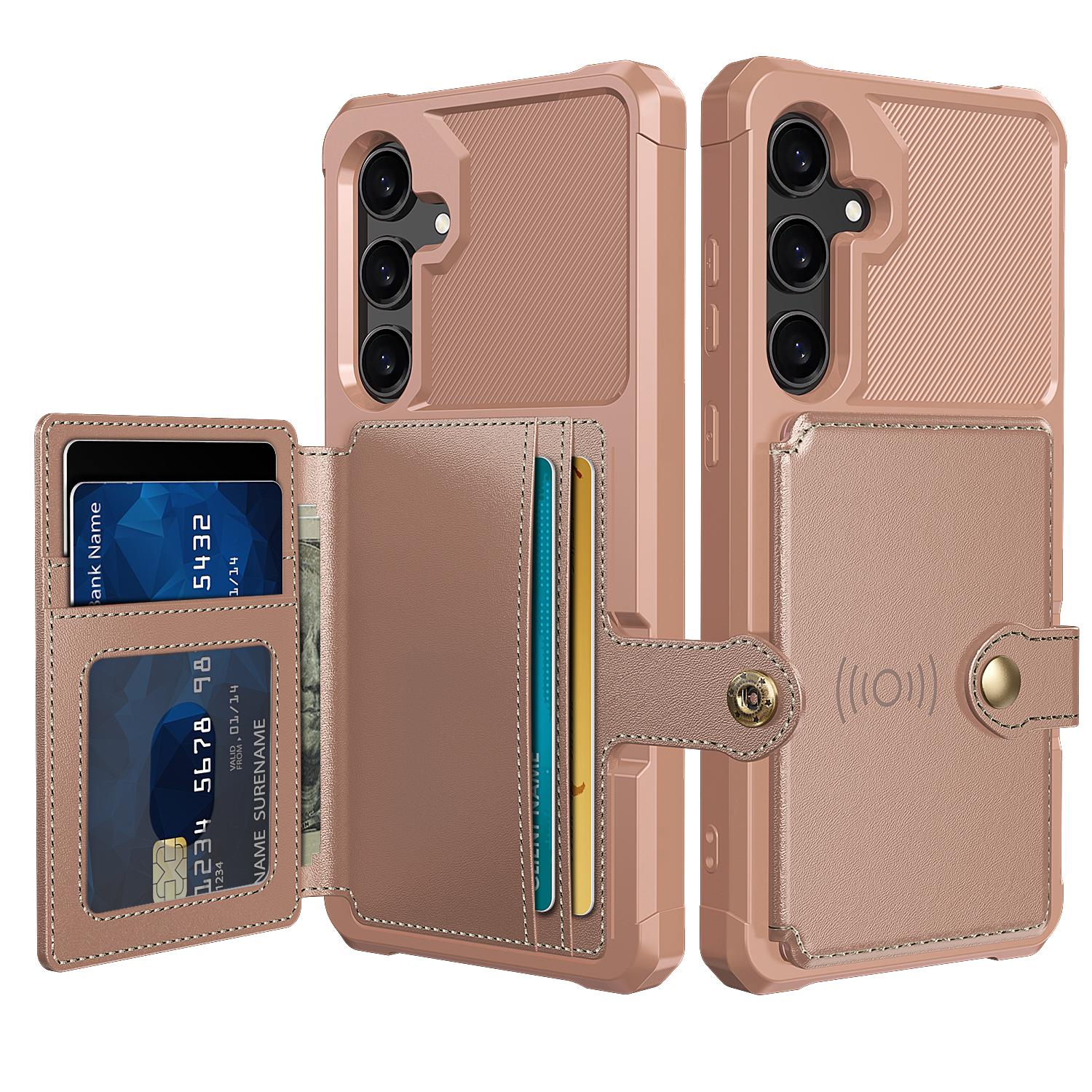 

For Samsung Galaxy S24 FE Case with Card Holder PU Leather+TPU Phone Back Cover Blue