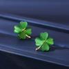 Cute Cat's Eye Stone Ear Stud Simple Friendship Earrings Four-leaf Clover Earrings  Women