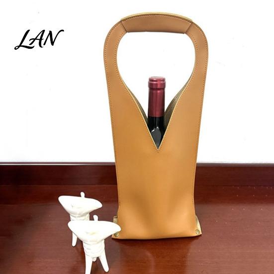 Wine Tote Bag Faux Leather Bag, Portable Carrier Pouch, Waterproof Bottle Pouch Single Holder Protector Sleeve for Champagne Beer