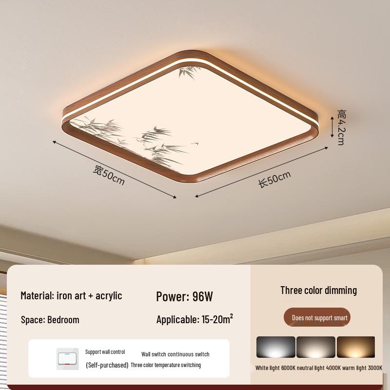 Walnut Chinese Song Style Ceiling Light for Living Room & Bedroom
