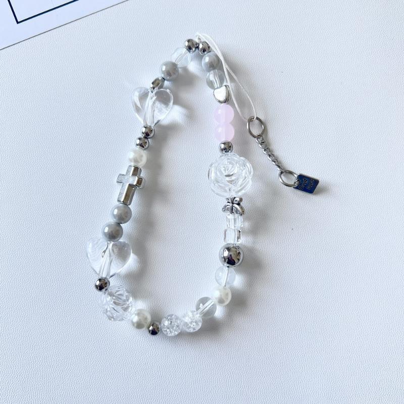 Aesthetic Beaded Phone Charms With Cute Butterfly Heart Pendants Colorful Acrylic Beads For Teen Girls Gifts Phone Decoration