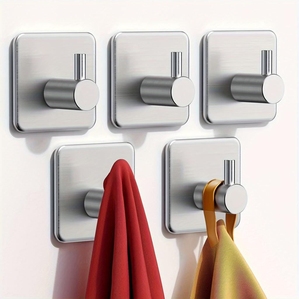 4-Pack Stainless Steel Robe & Towel Hooks - Wall Mounted, Easy To Install, Space-Saving  Hooks for Bathroom, Kitchen and Home Organization