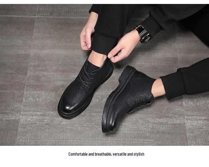 Ghete Martin de Bărbați Stil Britanic din Piele Mid-Cut - Piele Suede Naturală Mată pentru Toamnă/Iarnă