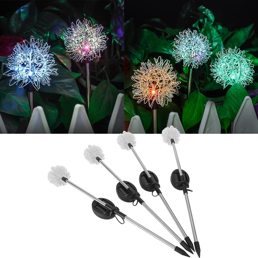 4PCS/Set LED Solar Garden Decorative Lights DIY Flowers Lamp for Outdoor Patio Lawn Backyard Decor