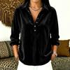 Women's Color Long Sleeve Button Down Shirt with Turn-Down Collar Casual Loose Fit Top