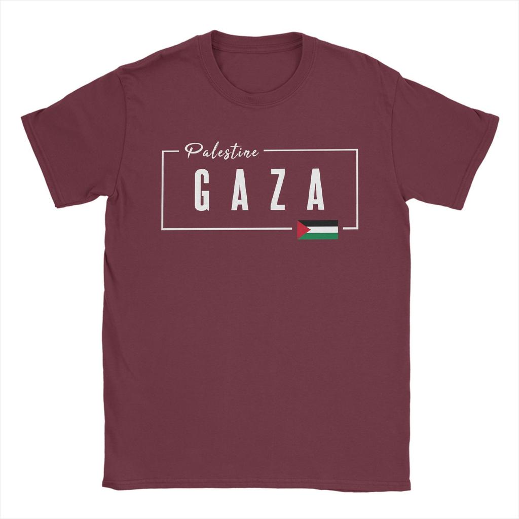 Gaza Palestine Flag T Shirts Men's Pure Cotton Novelty T-Shirt Round Collar Tee Shirt Short Sleeve Clothing Gift Idea