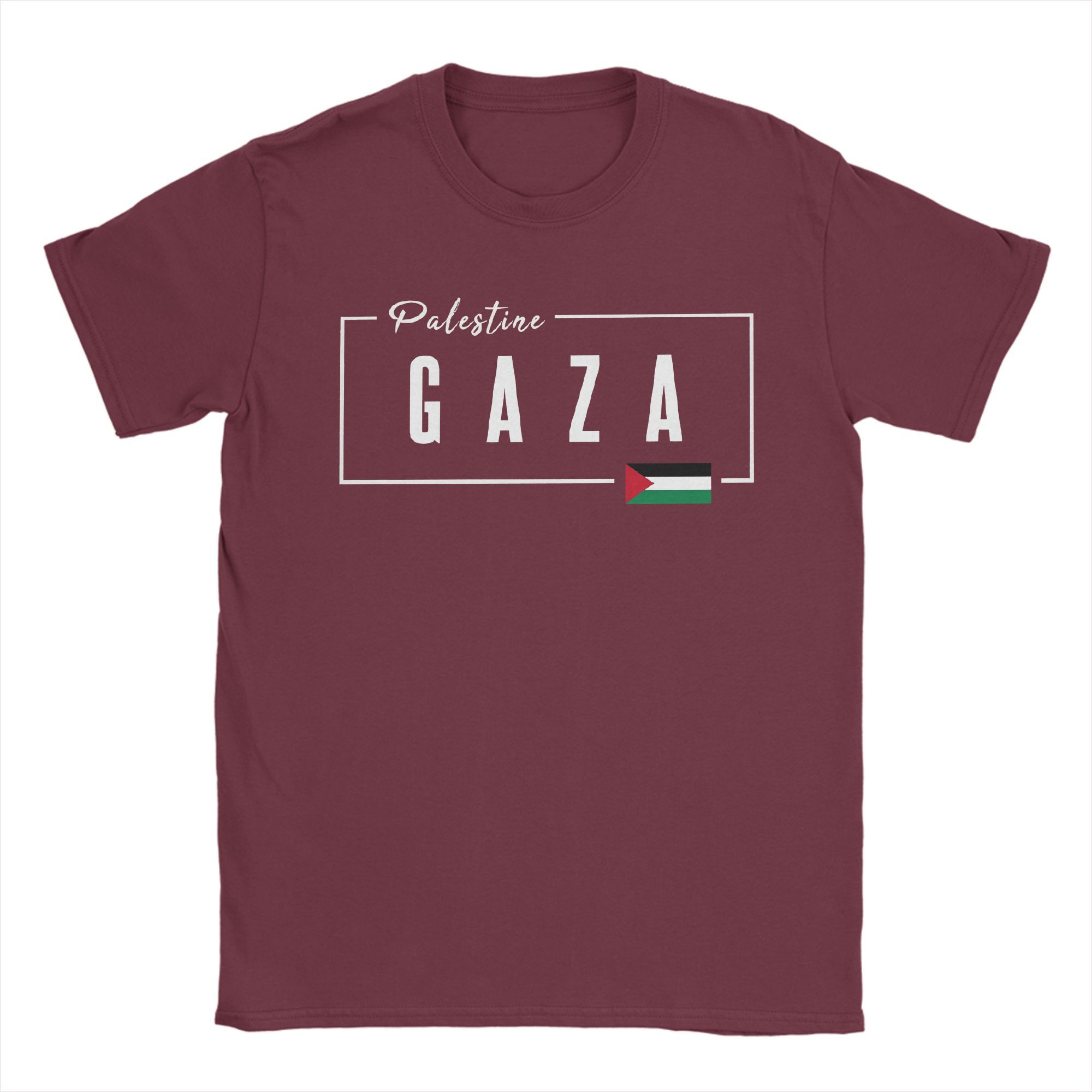 

Gaza Palestine Flag T Shirts Men s Pure Cotton Novelty T-Shirt Round Collar Tee Shirt Short Sleeve Clothing Gift Idea 3XL