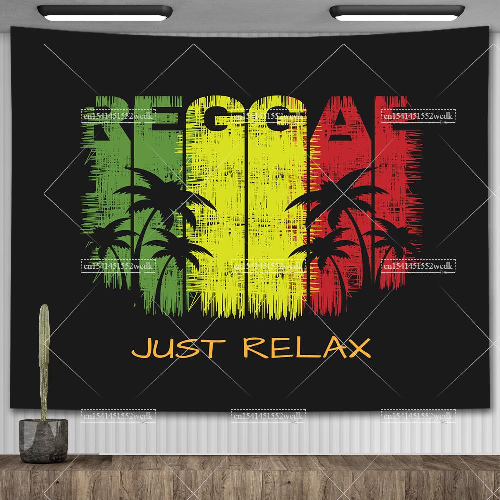 Reggae Music Slogan Just Relax Poster Flag Banner Hip Pop Wall Hanging Tapestry for Living Room Tapestries Decoration For Home 100X70CM
