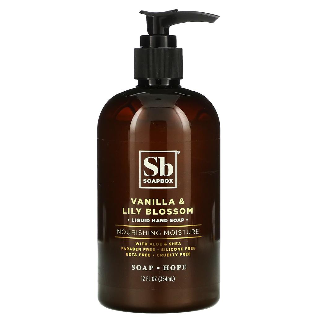 Soapbox Liquid Hand Sanitizer with Aloe and Shea, Vanilla & Lily Blossom, 12 Fl Oz (354 Ml)