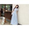 Blue Polo Collar Short-sleeved Dress Children's Summer 2026 New Sweet and Big-looking College Style Waist Pinch Dress
