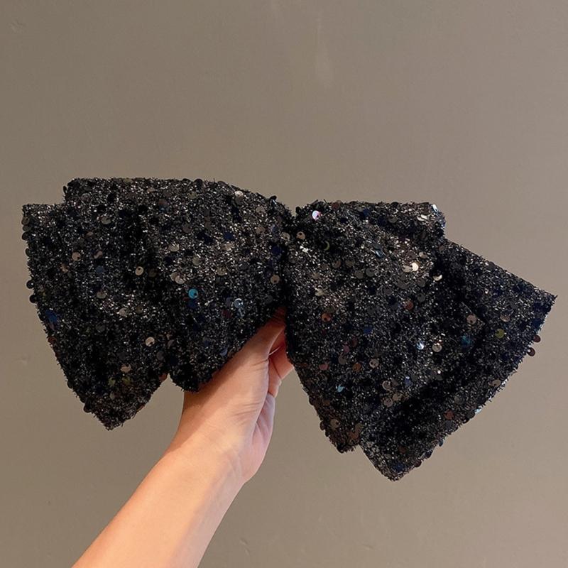 Cute Style Sequins Bowknot Shape Hair Claw Summer Hair Accessories for Women High Ponytail Party Anti-Slip Hairpins