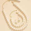 Korean Minimalist Freshwater Pearl Jewelry Set: Earrings, Bracelet, Necklace, Clavicle Chain in Retro Style for Women.