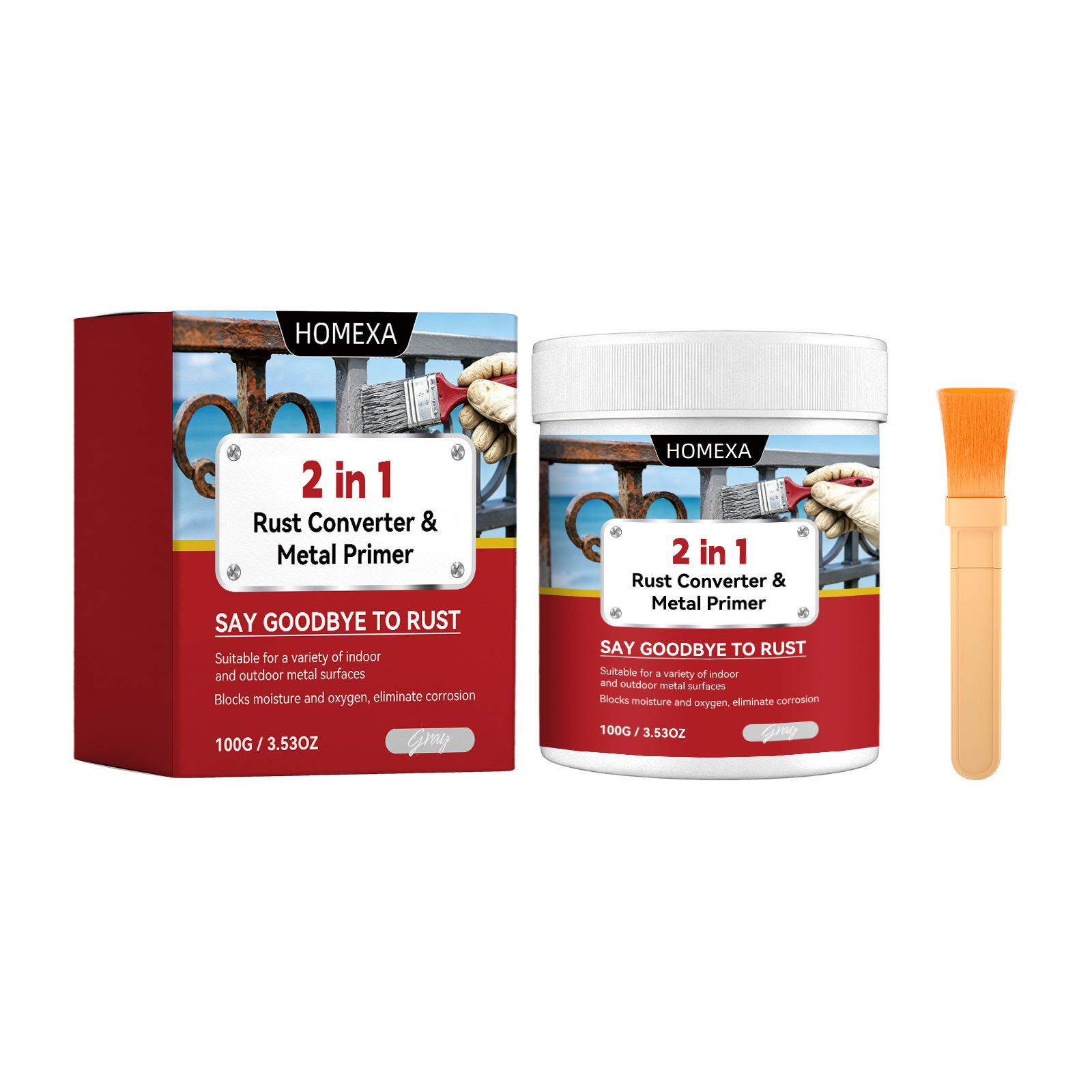 HOMEXA 2-in-1 Rust Remover & Gray Metal Primer - Water-Based, No Sanding Needed