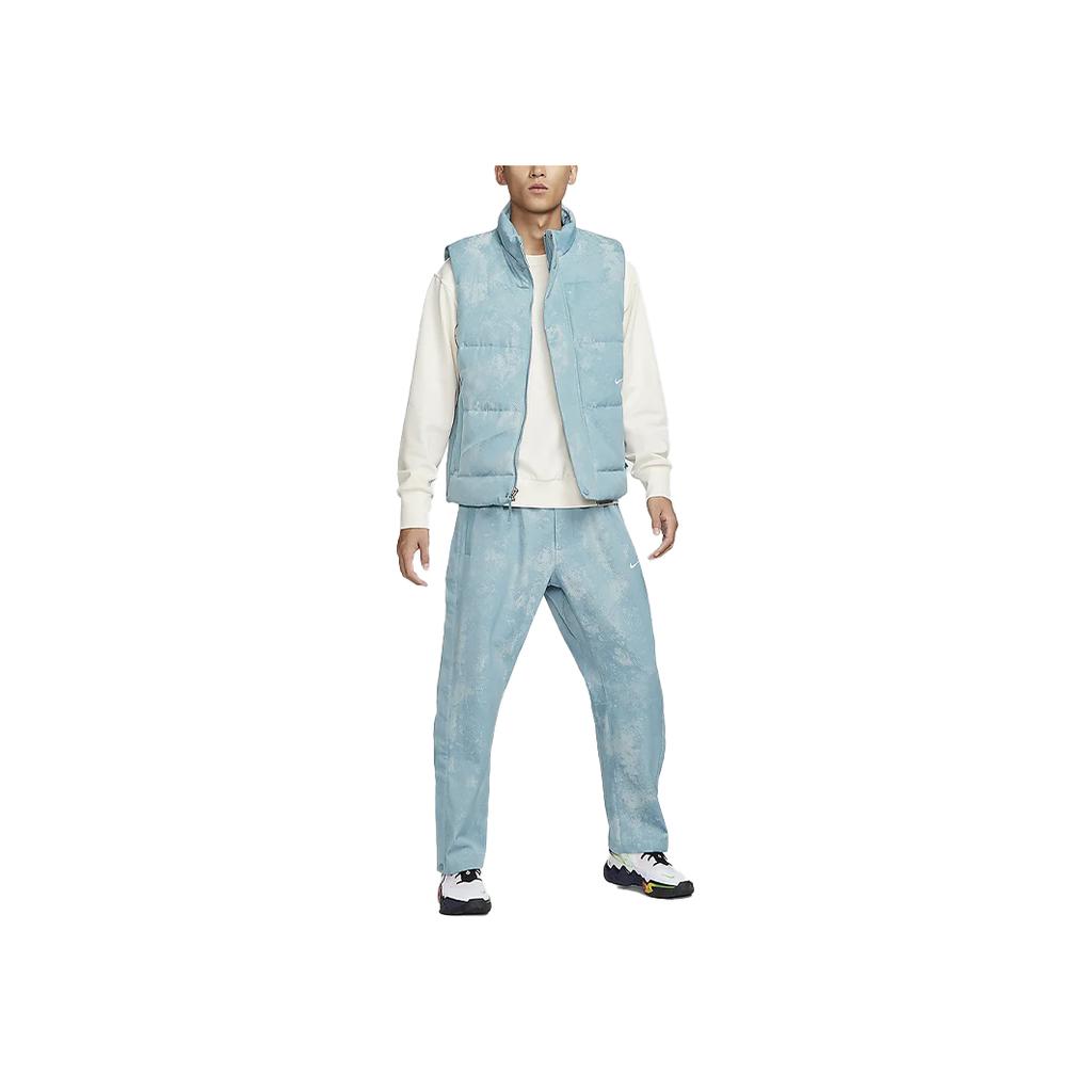 Nike Colete Elegante Jacquard Quente Resistente à Água Basquetebol Colete Masculino Azul-Denim-Verde Branco HF7721-464