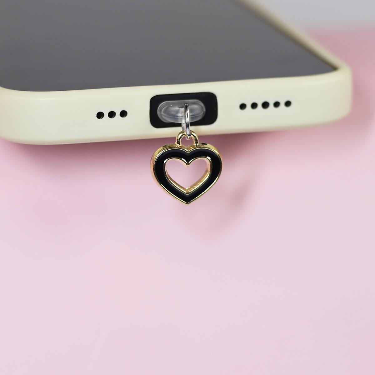 

Заглушка от пыли для мобильного телефона, черная, белая, в форме сердца, для пары, кулон для мобильного телефона iPhone, аксессуары для порта Samsung Type-C