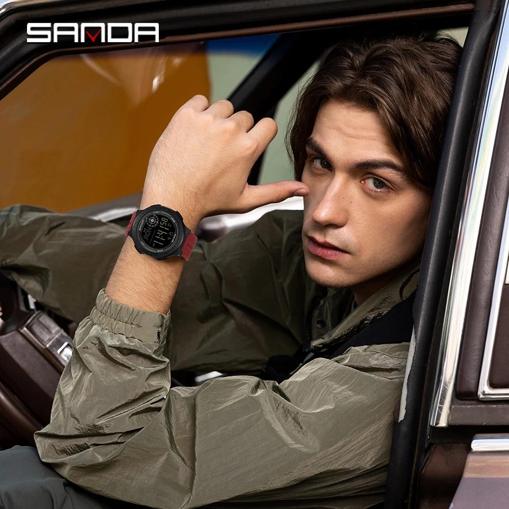 Fashion SANDA New 6337 Youth Electronic Watch Sports Multifunctional Waterproof LED Single Display Student Electronic Watch