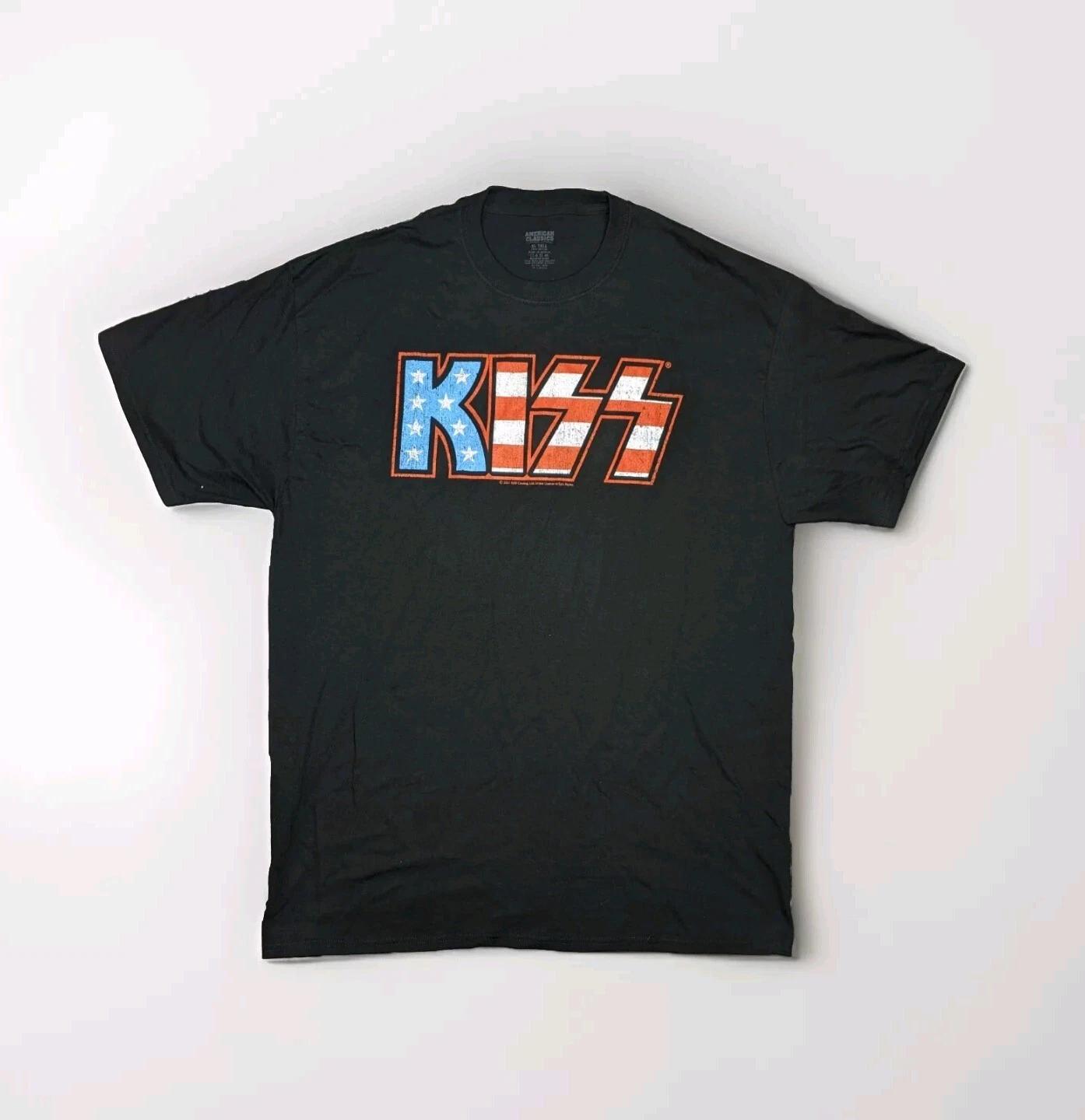 Kiss American Classics 100% Cotton T-shirt Mens Tees Top Men s XL Tall Music Graphic Black 2021 XL
