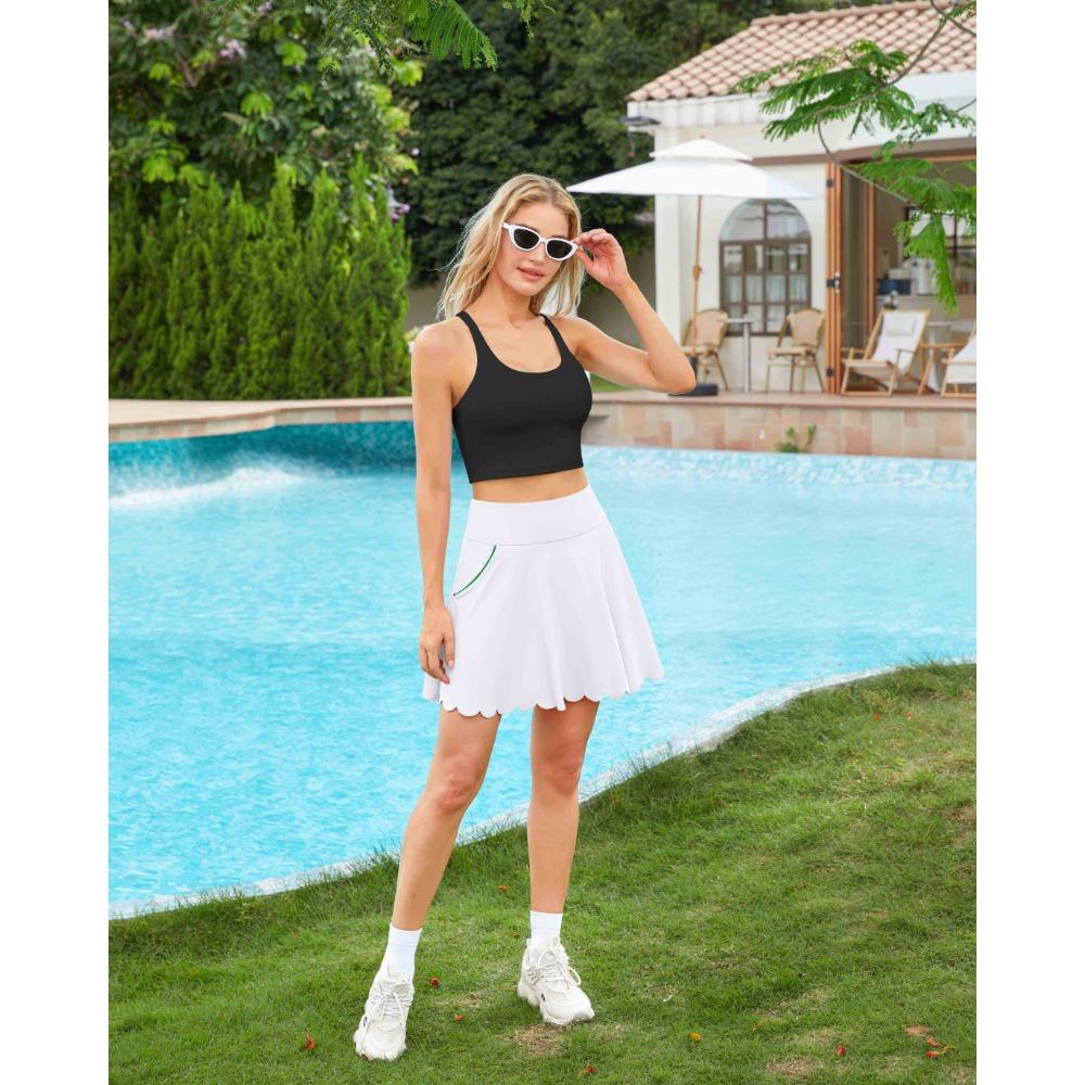 CHARMLEAKS Tennisröcke für Damen mit Shorts und Taschen Gewellter sportlicher Golf-Skort