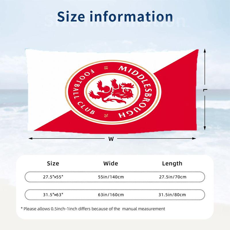 Middlesbrough FC print Quick Dry Beach Towel Microfiber Absorbent Portable Travel Swimming Towel