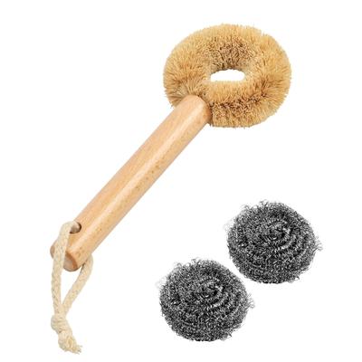 WANGYUANJI Kitchen Stainless Steel Metal Set of Made from Palm Fiber with Both Strength and Removes Tough Long Pot Washing Kitchen For Washing For
