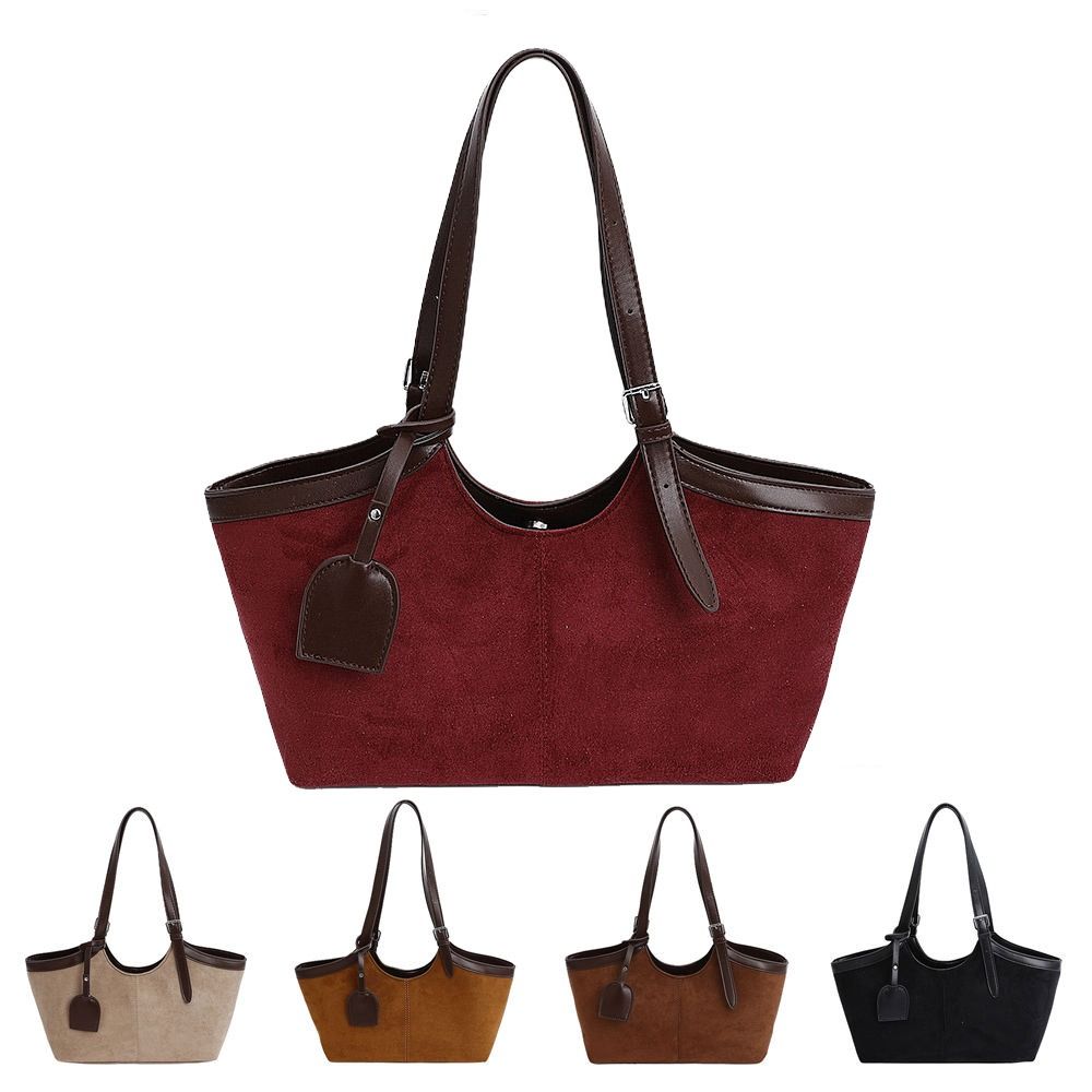 Solid Color Suede Shoulder Bag Korean Style Underarm Packs Casual Matte PU Handbag  Travel
