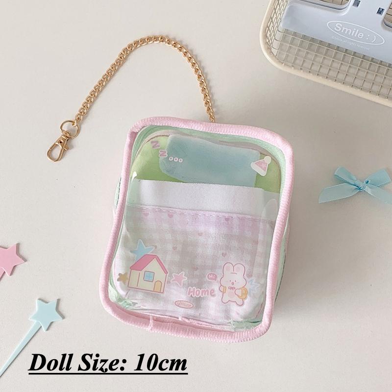 

Transparent Cute Doll Storage Bags for Girls Bag Pendant Mini Room Original Design Home Storage 10cm Toys Organization 2025 New розовый