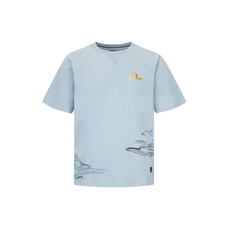 Evisu SS22 Shishi Dog Letter Print T-Shirt Men Tops Blue 2ESHTM2TS514XXCT