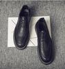 100% Genuine Leather Shoes Fashion Brogues Flat Thick Sole Male Footwear Pure Black Casual Mens Shoes